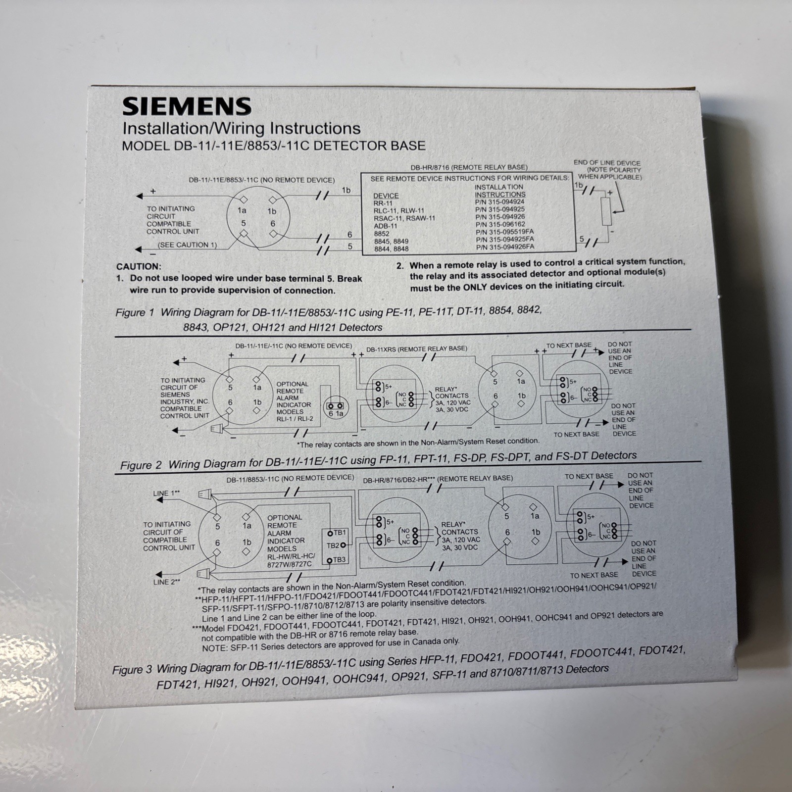 SIEMENS DB-11  Smoke detector bases NIB