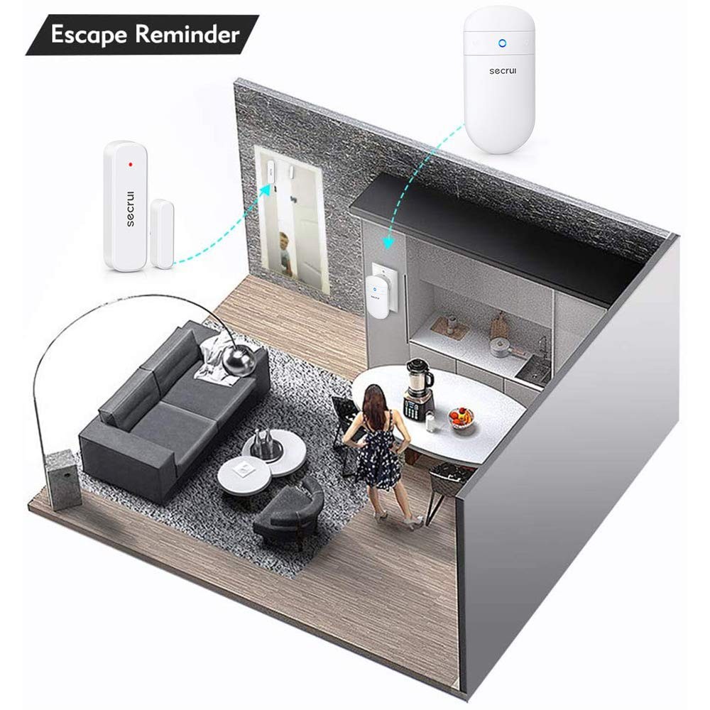 Door Chime When Opens, Opened Alarm for 1 Receiver+1 Sensor, White