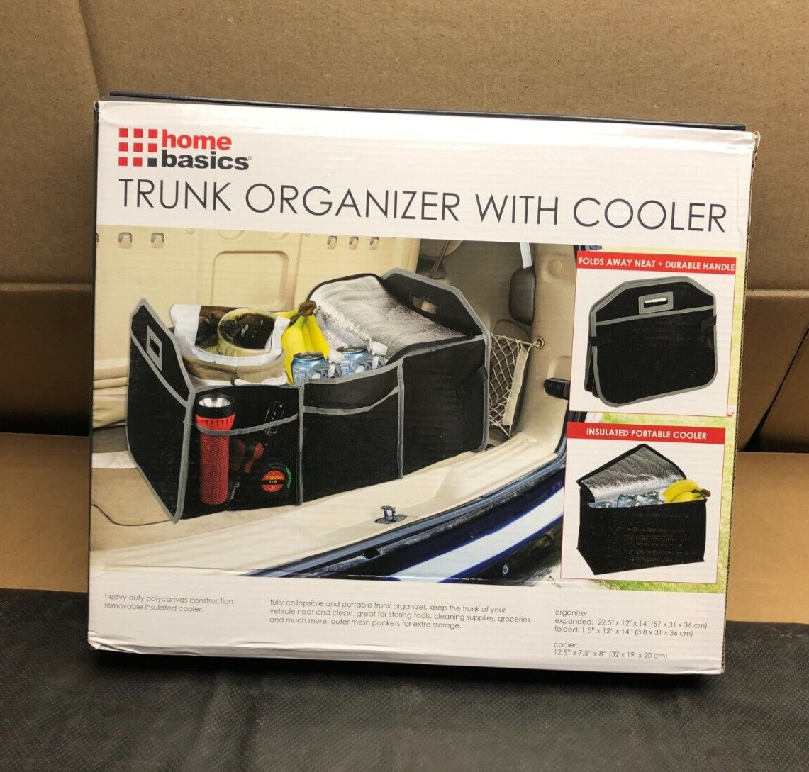 Home Basics NEW Black Foldable Trunk Organizer with insulated Cooler CS40580 NEW