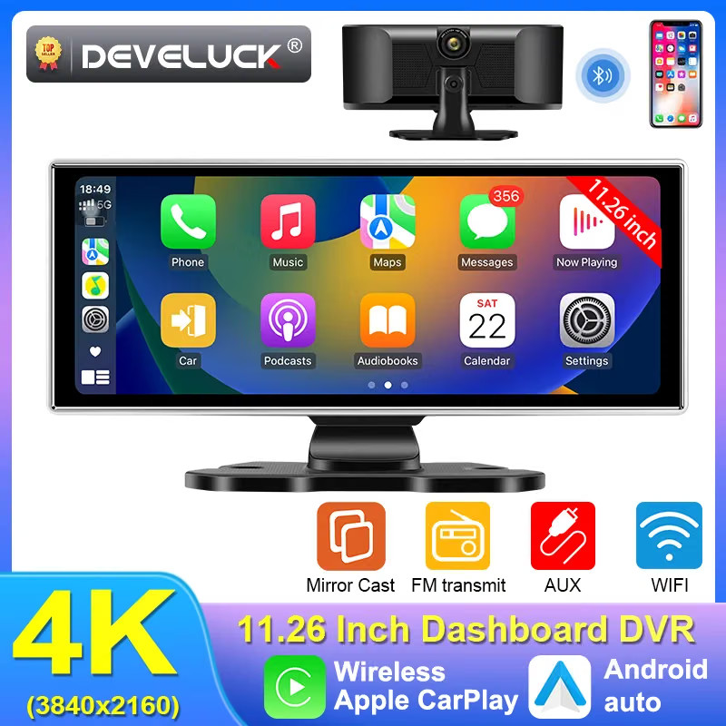 Color Name: Red, Sd Card Memory: 64G - 11.26" 4K Dash Cam Rear view Camera Wirel