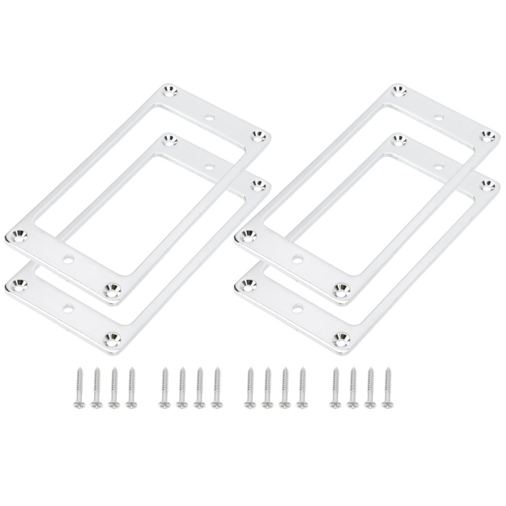 4Pcs Aluminum Alloy Guitar Pickup Frames Flat Humbucker Rings Silver Reusable