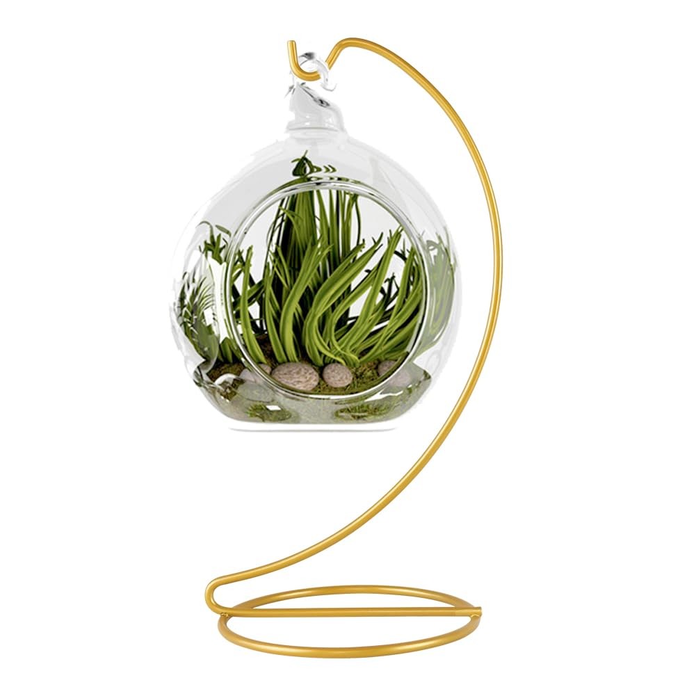 9 Inch Gold Ornament Display Stand, Metal Ornament Hanger Stand for Hanging G...