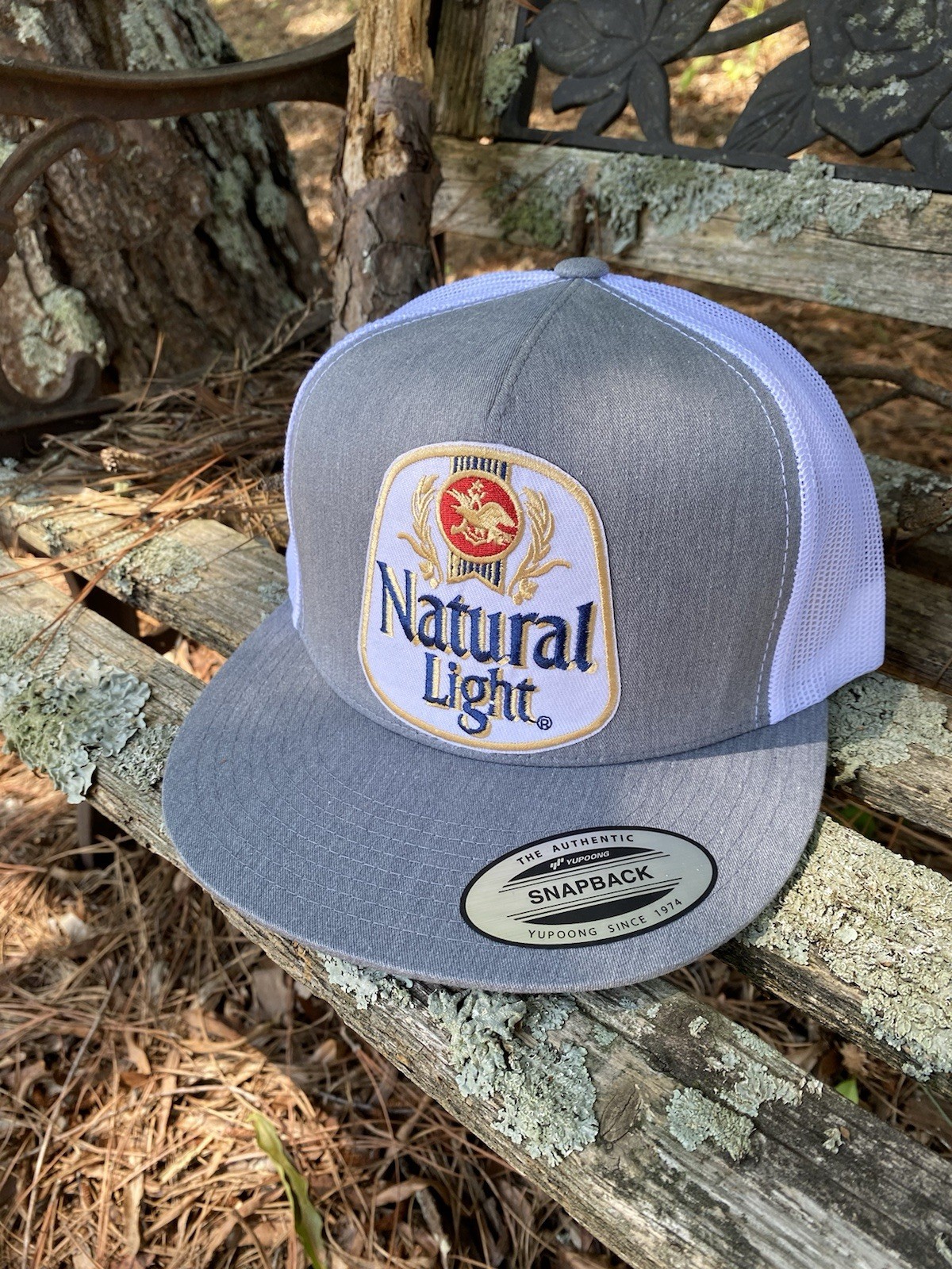 Silver White  Natty Light Beer Patch Yupoong Flatbill Snapback Trucker Hat Cap