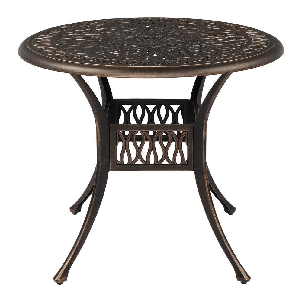 Yard Bistro Antique Cast Aluminum Dining Table Furniture Outdoor 35" Round Desk