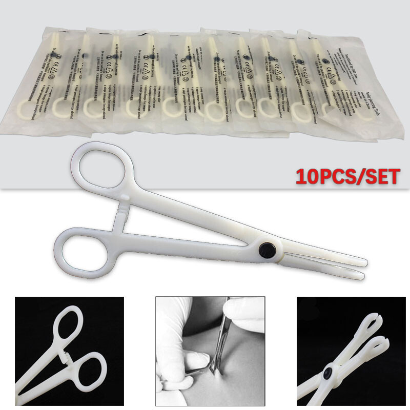 10Pack Disposable Body Piercing Tools Pliers Clamps Septum Forceps Ear Lip Nose