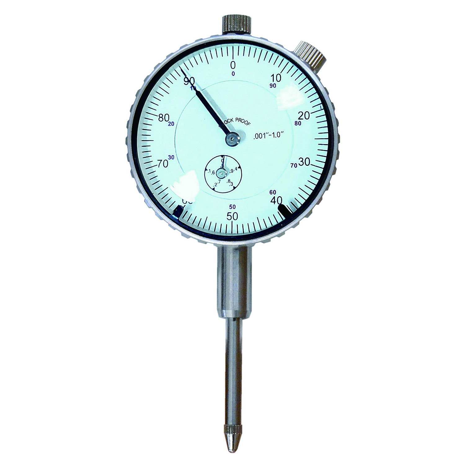 1" Dial Indicator 0.001" Graduation 0-100 Reading Lug Back White Face
