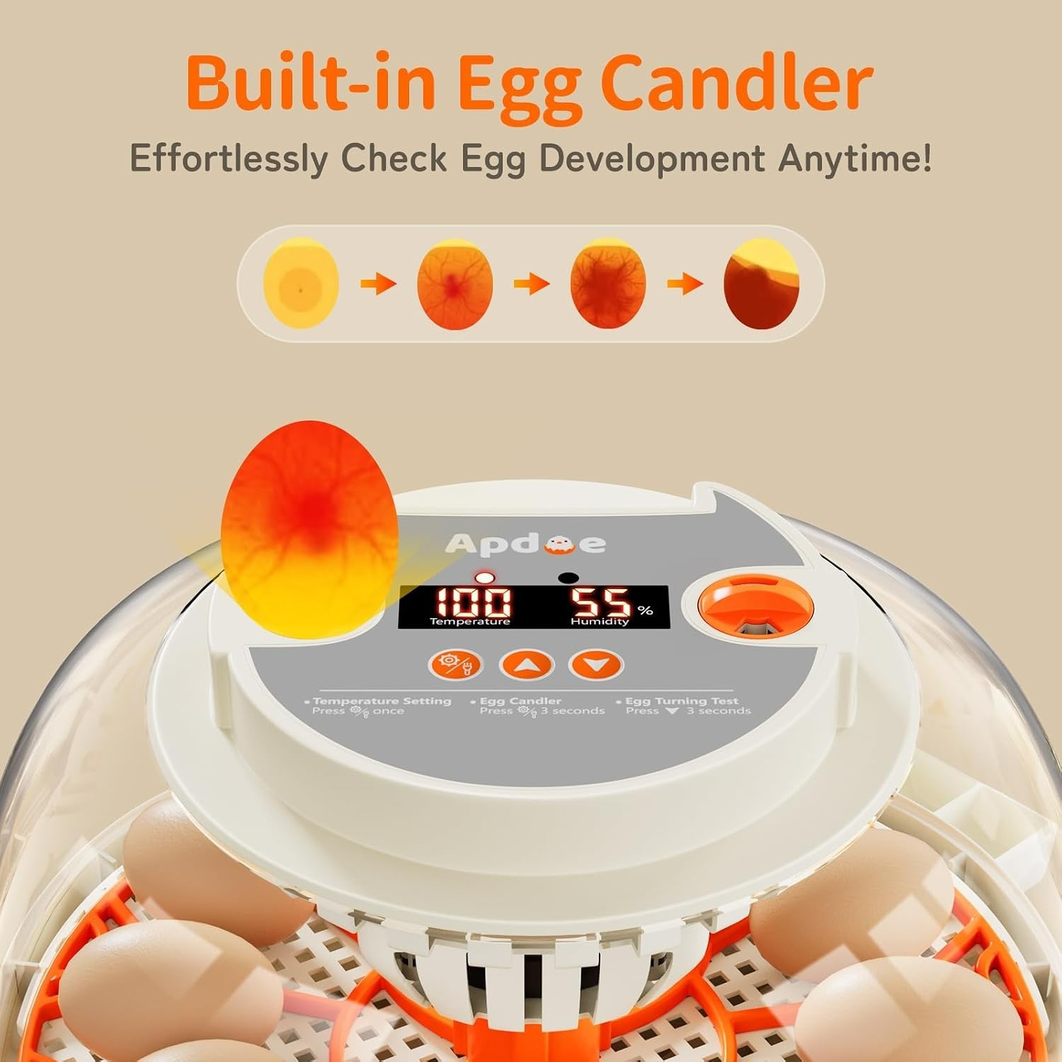 HatchPro 12 Egg Incubator with Automatic Turner & Real-Time Control, 12 Eggs