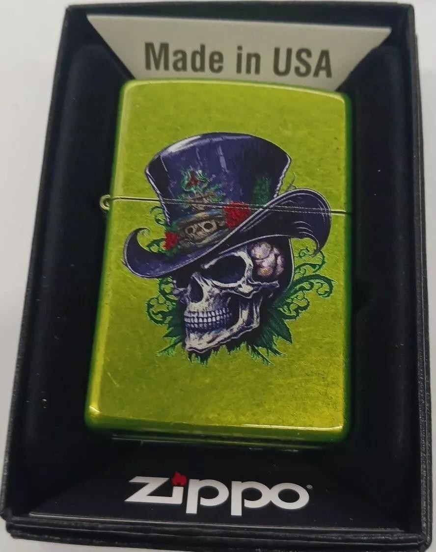 Sharp Lurid Skull With Hat Zippo Lighter