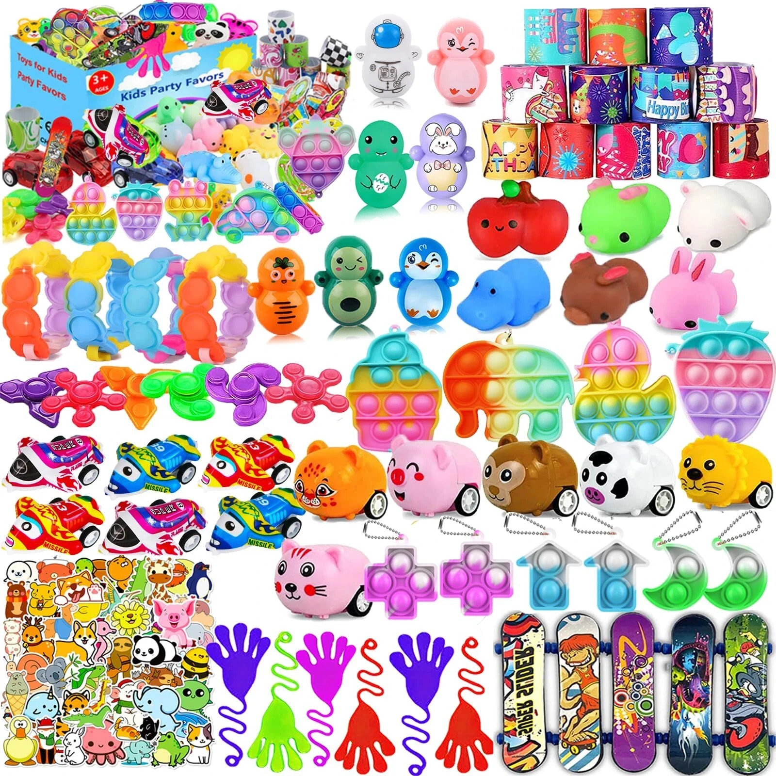 Aowrab 117 PCS Party Favors for Kids 4-8 8-12, Pop Fidget Toys, Treasure Box
