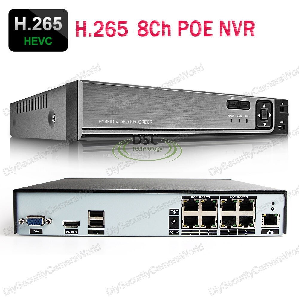 8CH 48V POE H.265 CCTV IP Camera Support 8*8MP NVR XMEYE Audio