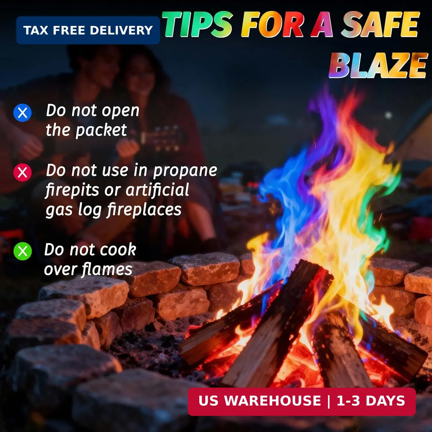 Magic Fire Color Changing Packets (20 Pack) for Fire Pits, Campfire, Bonfire & O