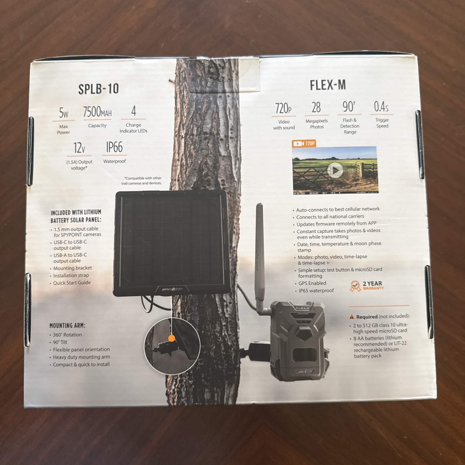 SPYPOINT Flex-M Cellular Trial Camera Solar Bundle (FLEX-M-SOLAR-BUNDLE Open Box