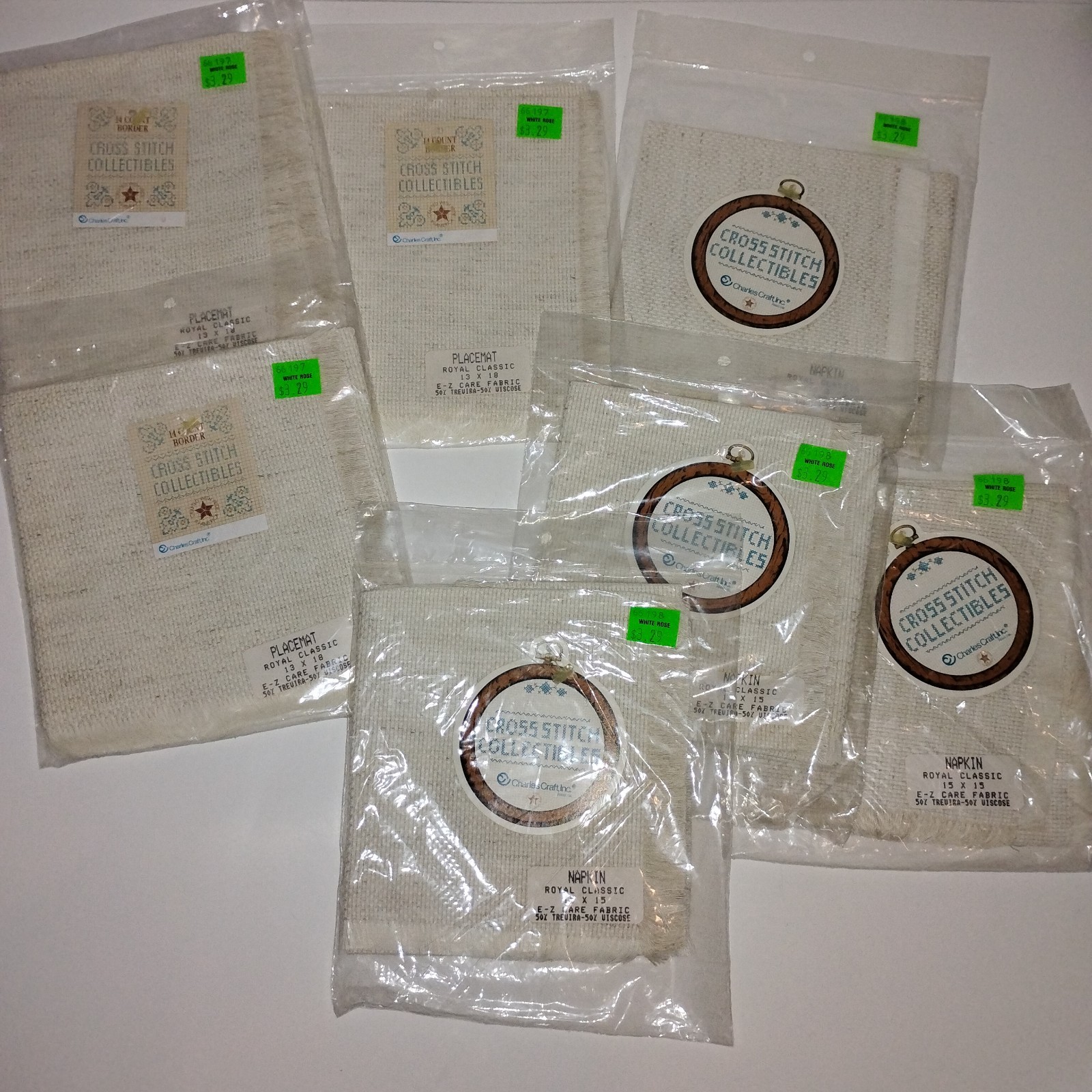 Charles Craft Cross Stitch Collectibles Royal Classic 3 Placemats & 4 Napkins