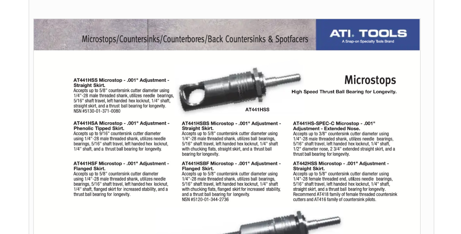 NEW Microstop Cage AT441HSBS Aircraft Tools Inc ATI
