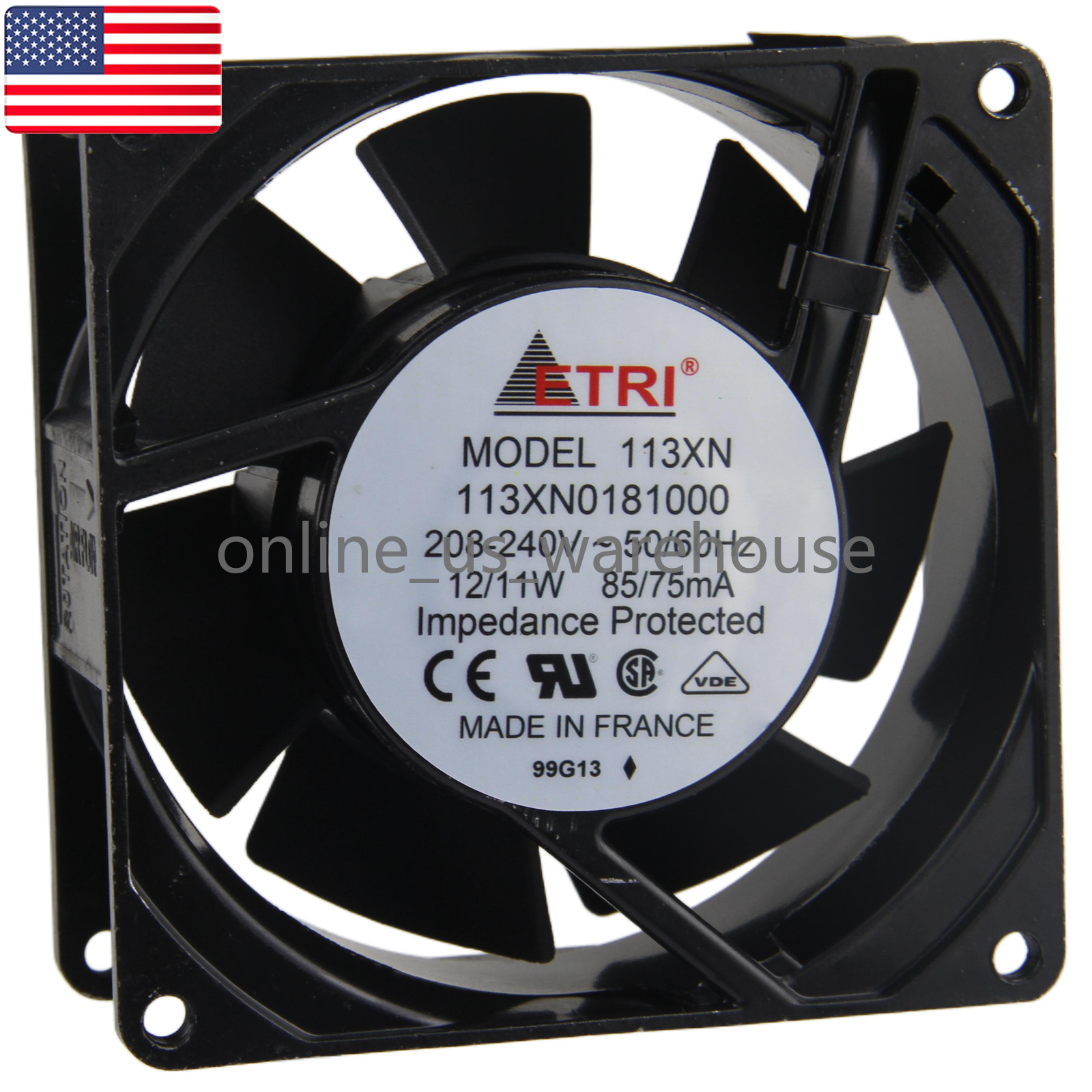 One Brand New ETRI 113XN 113XN0181000 AC Cooling Fan - US Stock