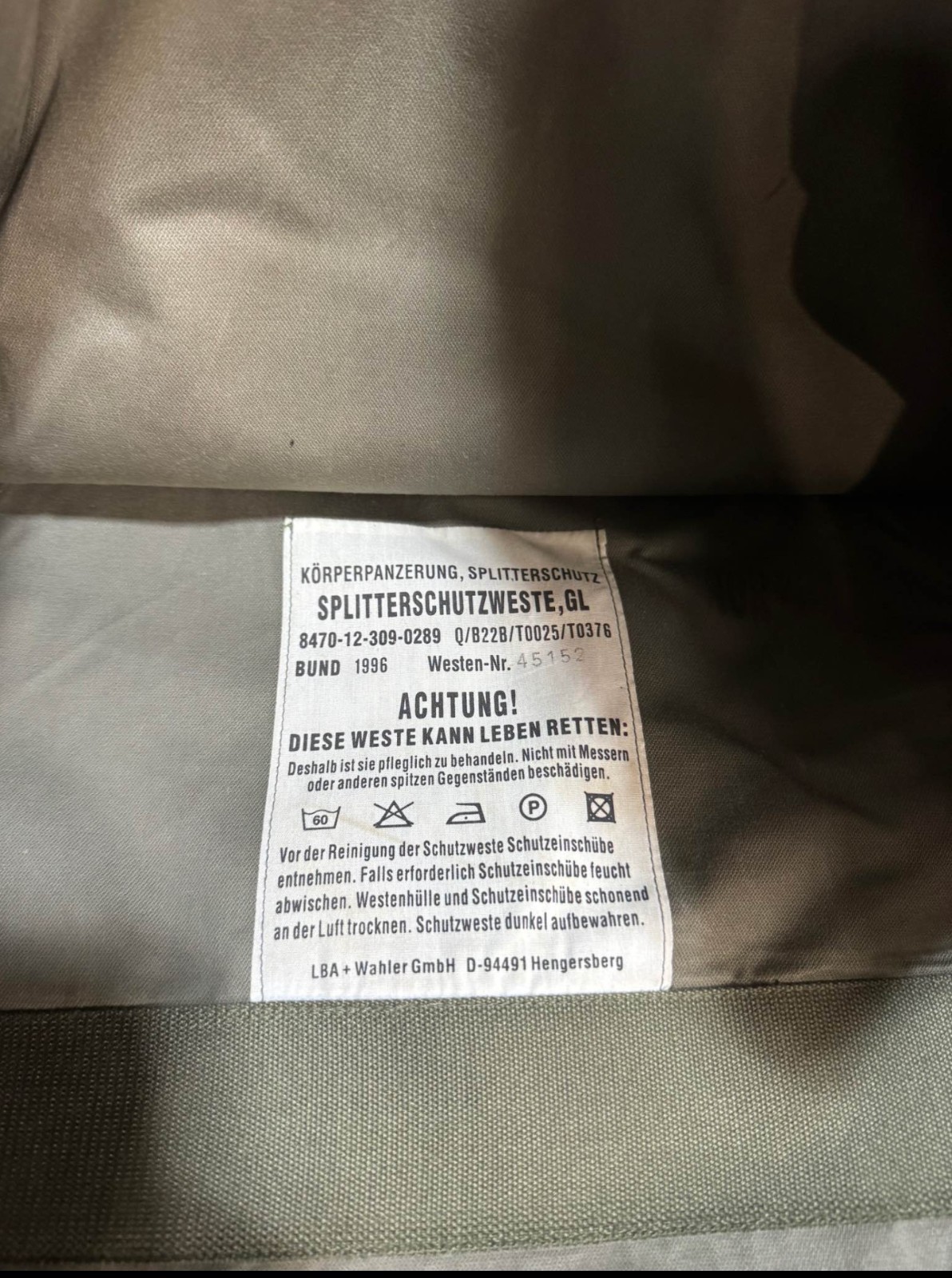 German Bundeswehr Splitterschutzweste Flak Jacket 1995 Camouflage WITH INSERTS