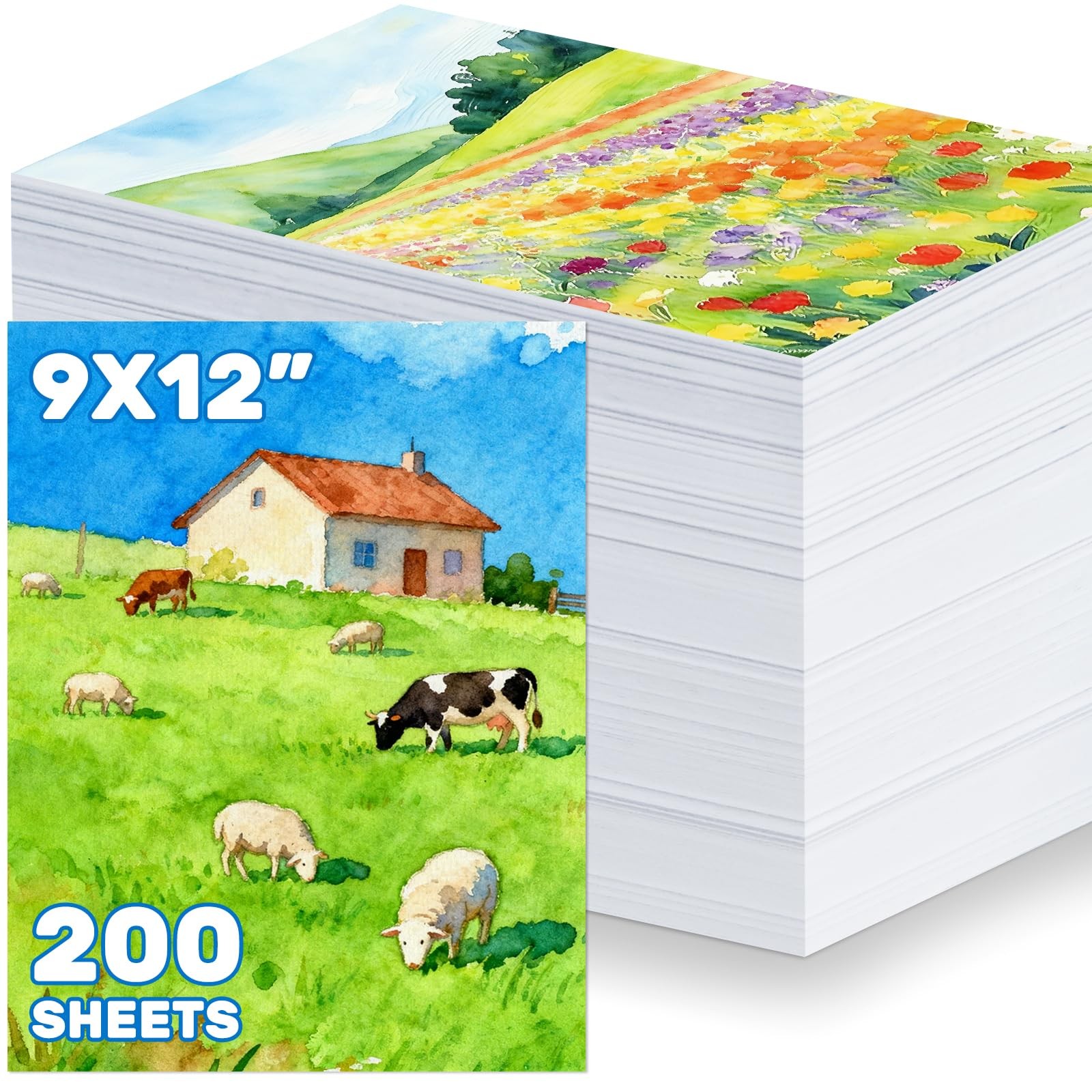 OSIMIG Watercolor Paper 9x12" 110lb Cold Press 200 Sheets