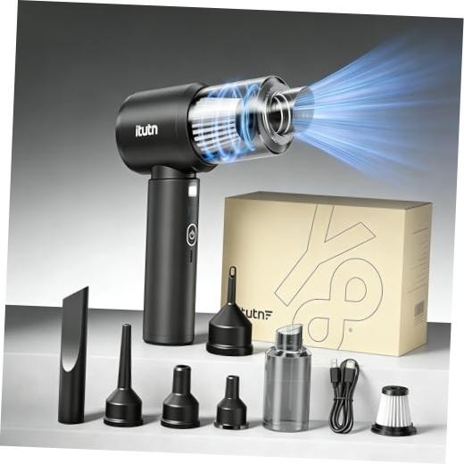 Mini Car Vacuum Portable Cordless with LED Light, 12000PA Powerful Onyx