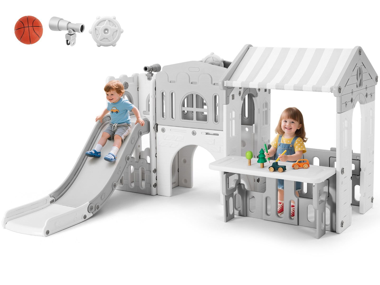 9IN1 Toddler Slide Climber Playset Playhouse Indoor Outdoor Playground