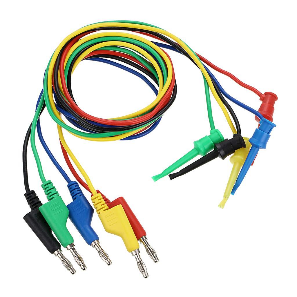 39" Multimeter Test Lead Set,5 PCS Stackable Banana Plug to Test Hook Wire Cable