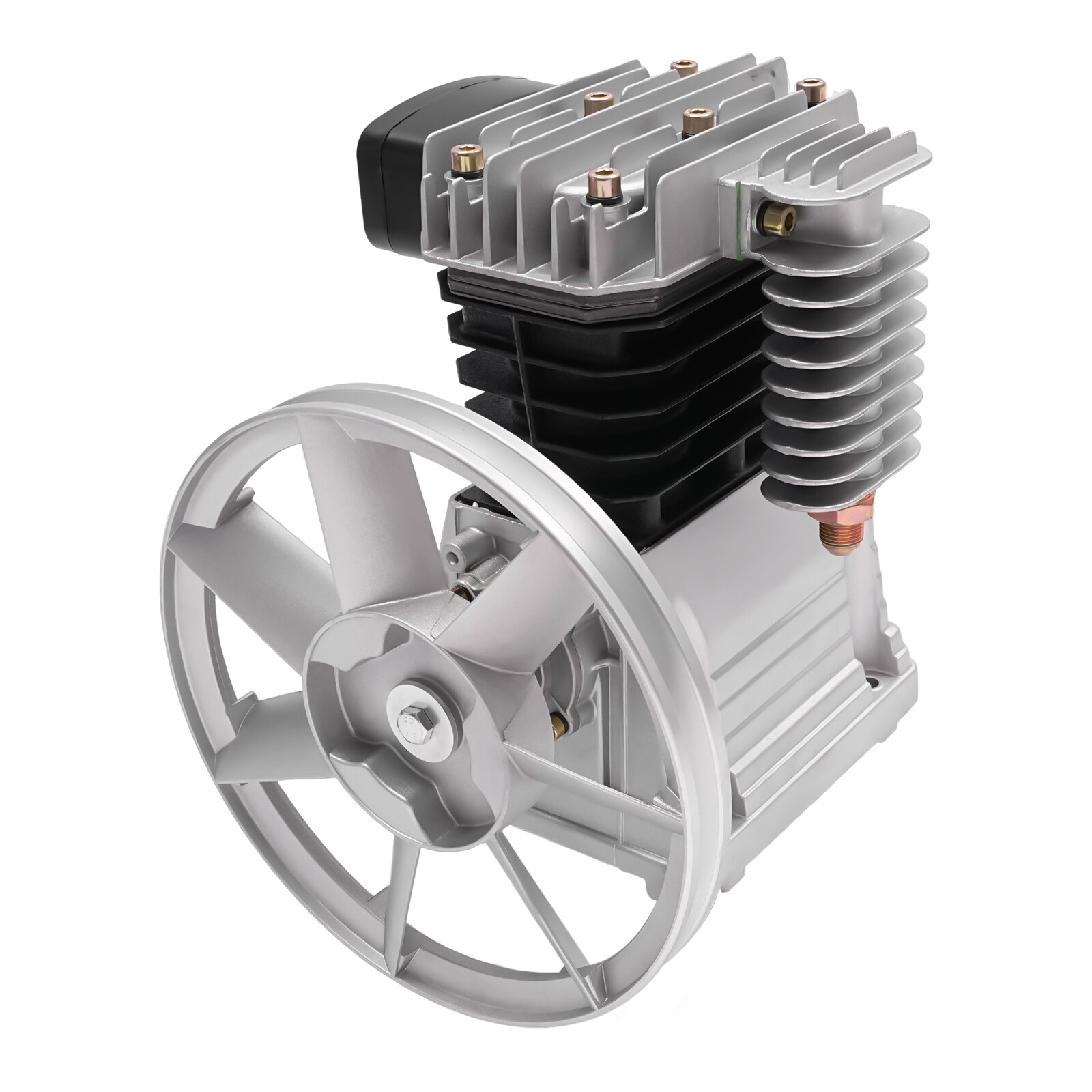 2 Cylinders Piston Air Compressor Pump Head 3HP Air Compressor Pump Head Silver
