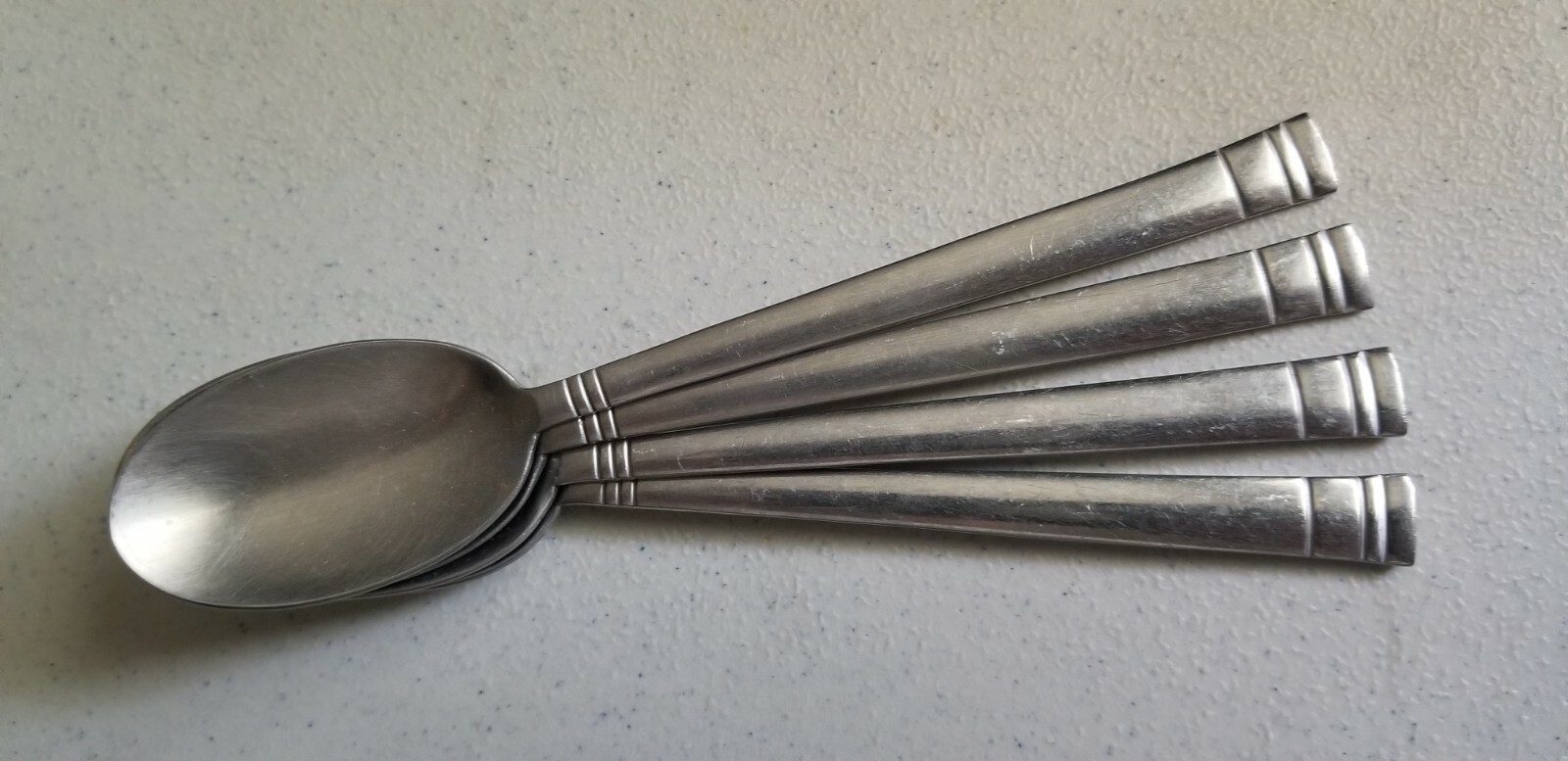 4 ANTIQUE Vintage Collectible TEA SPOONS 6.25" ONEIDA  STAINLESS -