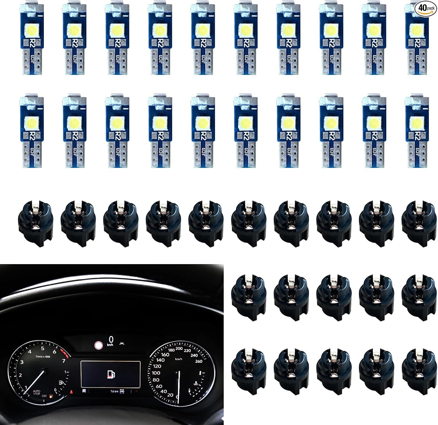 Led Bulb Dash Lights Super Bright, T5 37 74 LED Bulb with Twist L Color: white