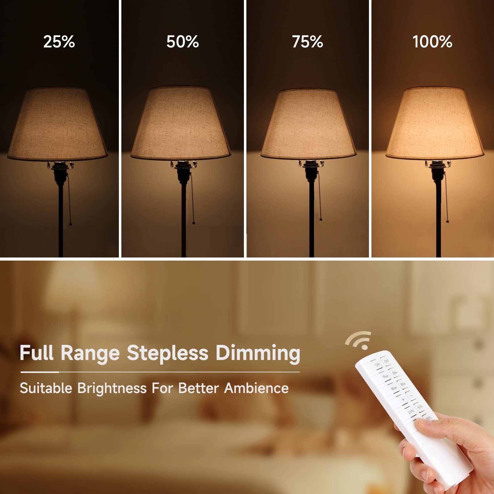 Indoor String Light Dimmer with Remote Control & Timer for 2/3 Prong Plugs