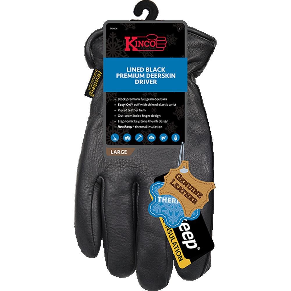 Kinco Mens Driver Gloves Black Large