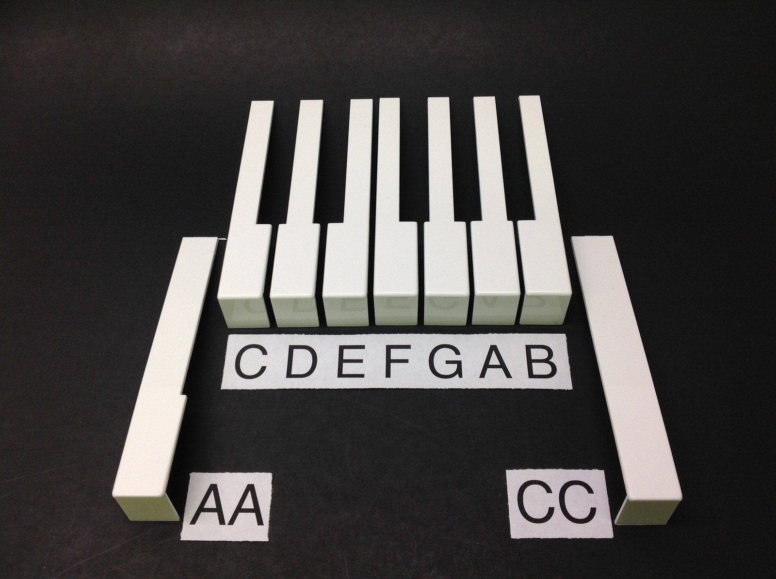 German Piano Keytop 50mm, White, with Front, pick A,B,C,D,E,F,G,AA,CC