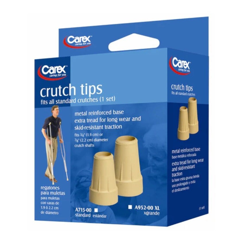 Carex Crutch Tips 2 Ct Beige 7/8 in Extra Tread Fits Most Standard Size Crutches
