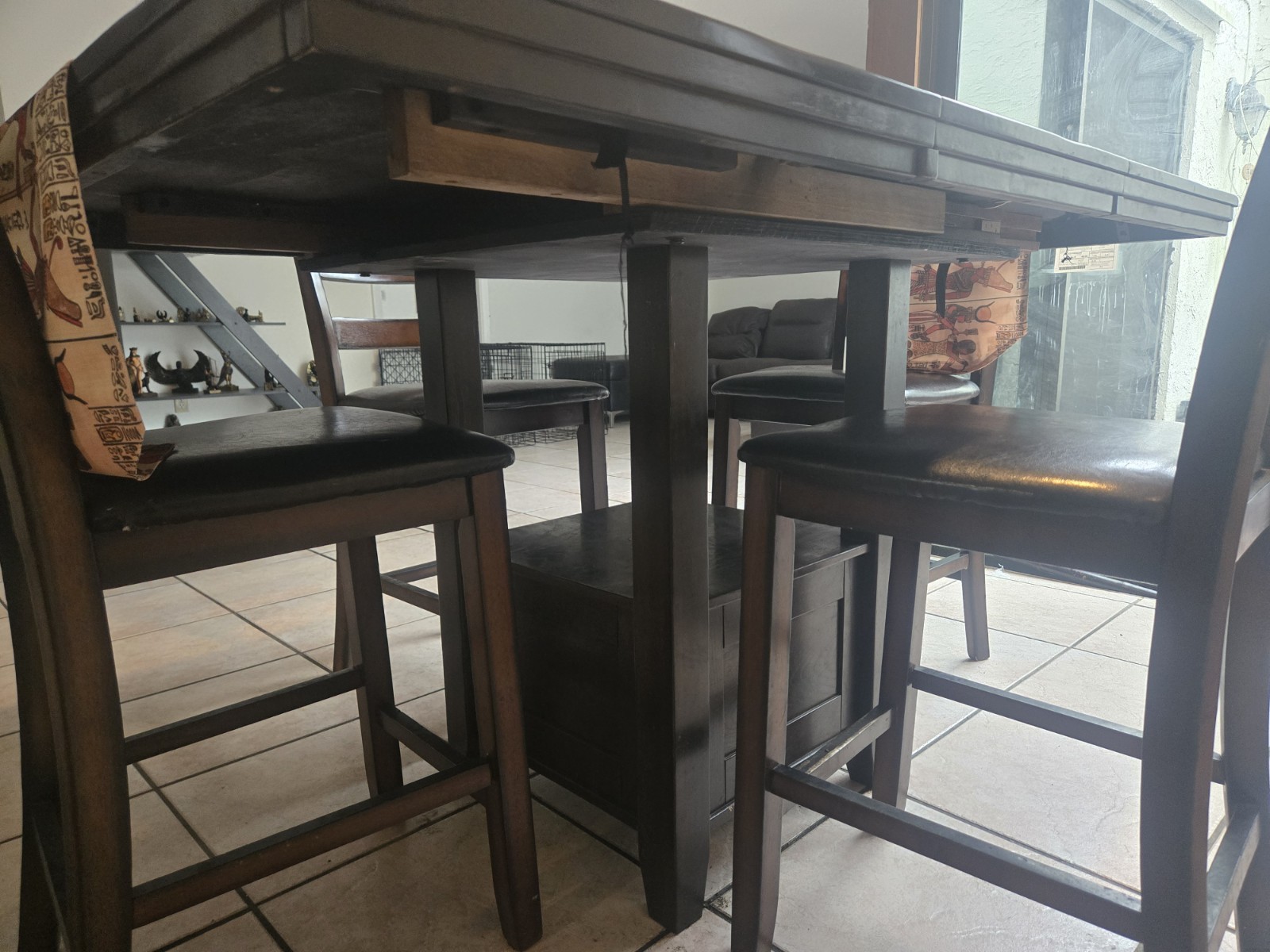 Wooden Dining Table Set with 4 Chairs, Dark Finish