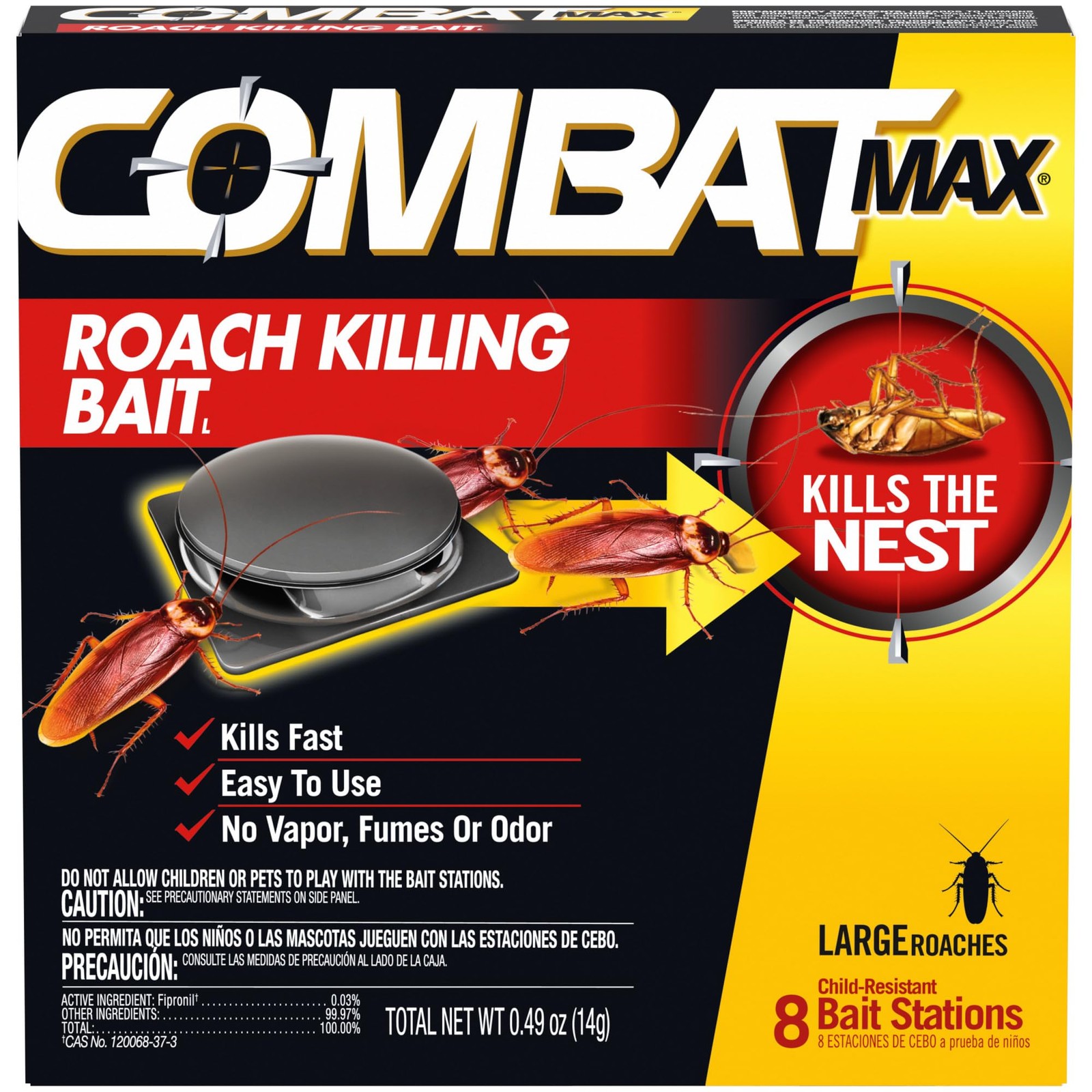 Combat Max Large Roach Killing Bait, 8 count (Pack of 8ct 1), Black