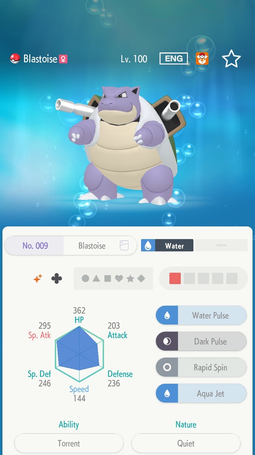 SHINY Blastoise Pokemon Home or Bank | SAME DAY DELIVERY Nintendo Switch 3DS