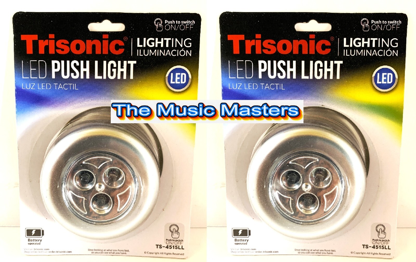 2X Battery Mini 3 LED Push On Off Light Utility Cabinet Closet Lighting Silver