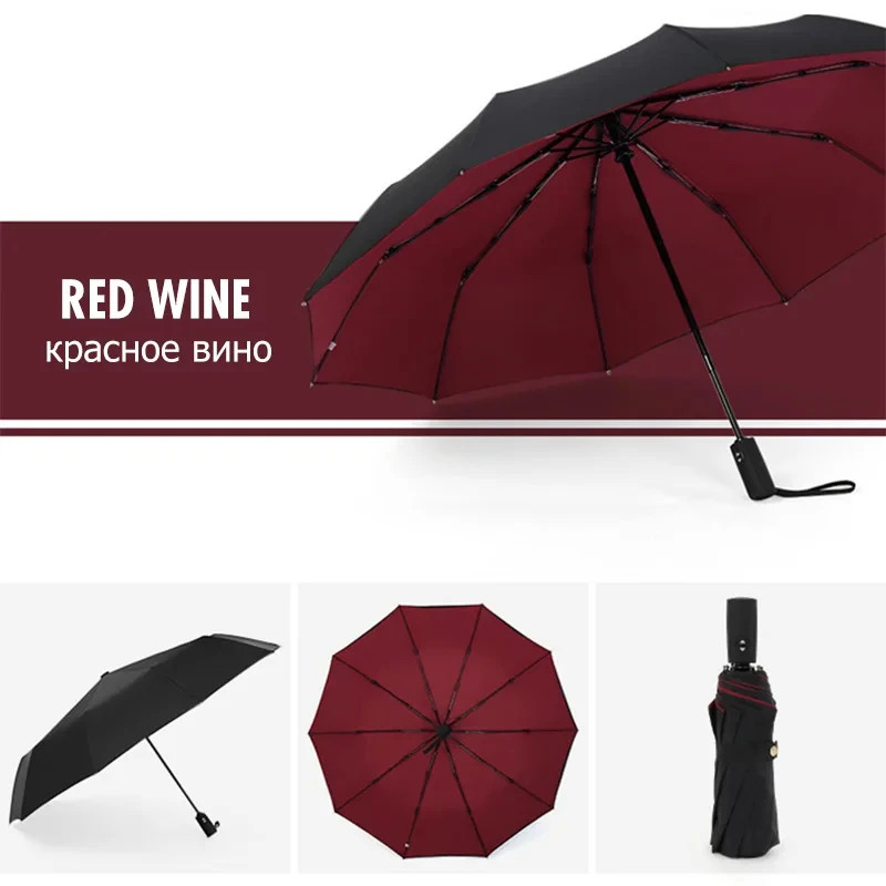 Windproof Double Layer Resistant Umbrella Fully Automatic Rain Men Women 10K Str