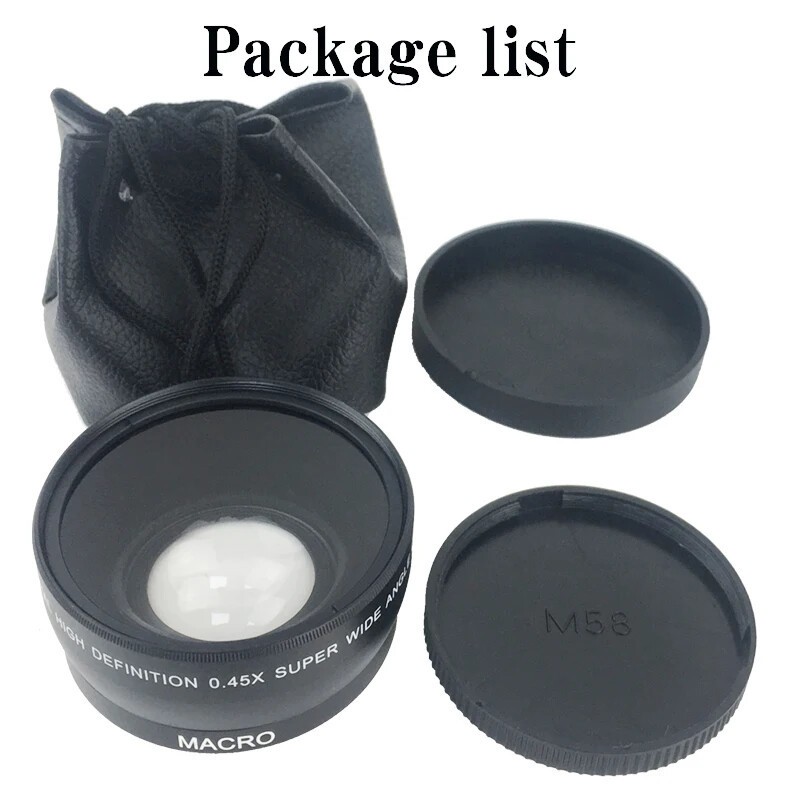 0.45x Wide Angle Lens with Macro Lens for Canon Nikon Sony Camera lens 43-67mm