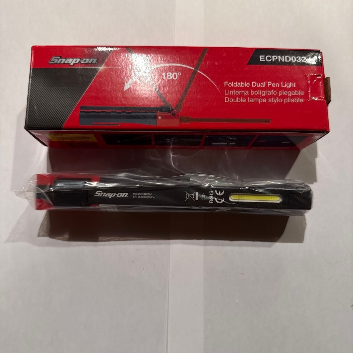 Snap-on ECPND032J 300LMN Foldable LED Dual Pen Light Red