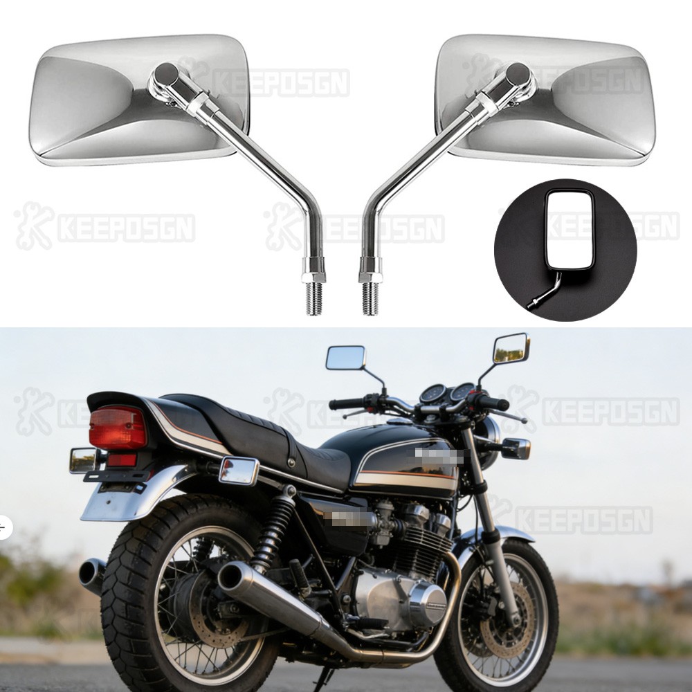 For Kawasaki KZ650 KZ750 KZ1100 KZ1300 Rectangle Motorcycle Rearview Mirrors