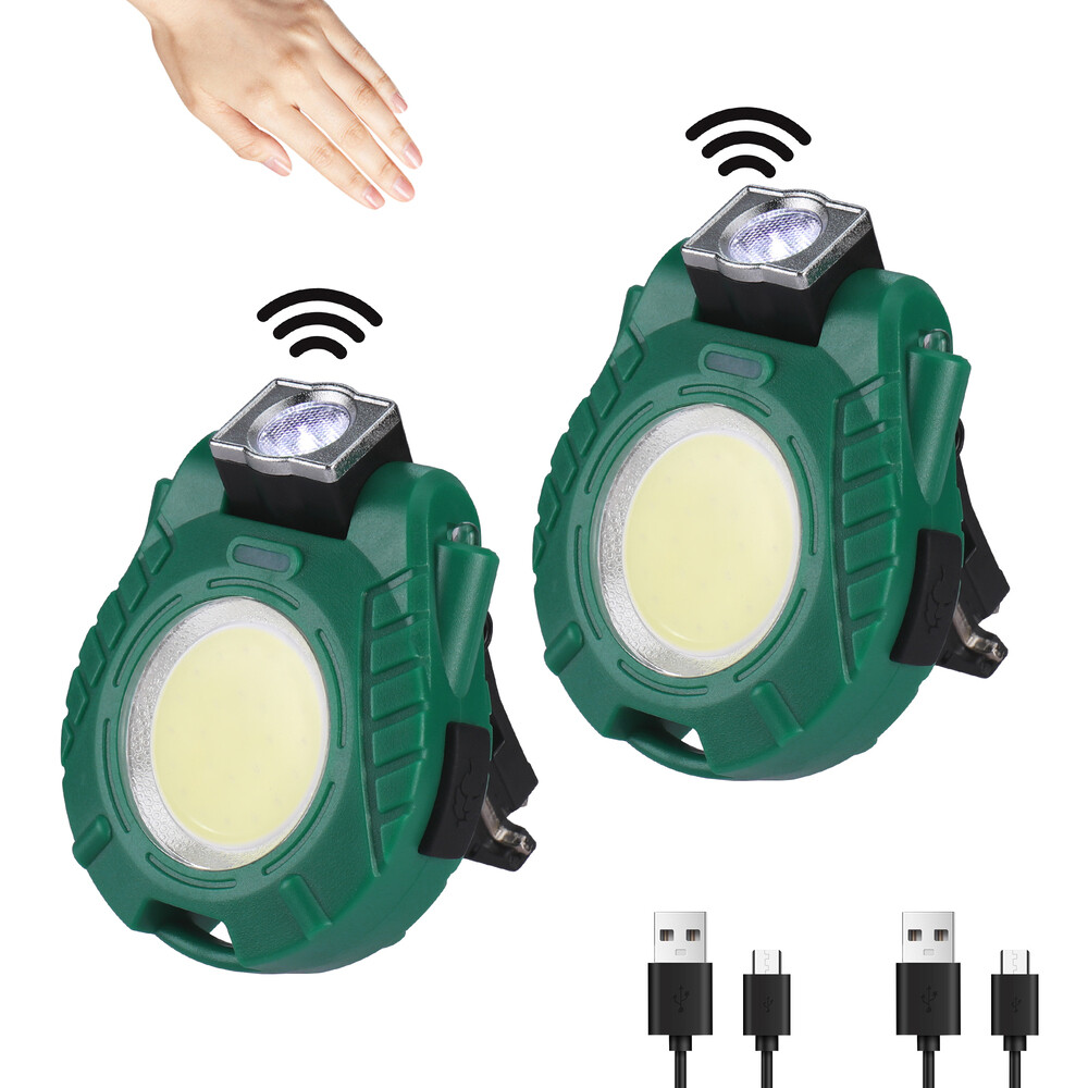 EverBrite 2 Pack COB Keychain Work Light Waterproof 6 Modes for Camping Green US