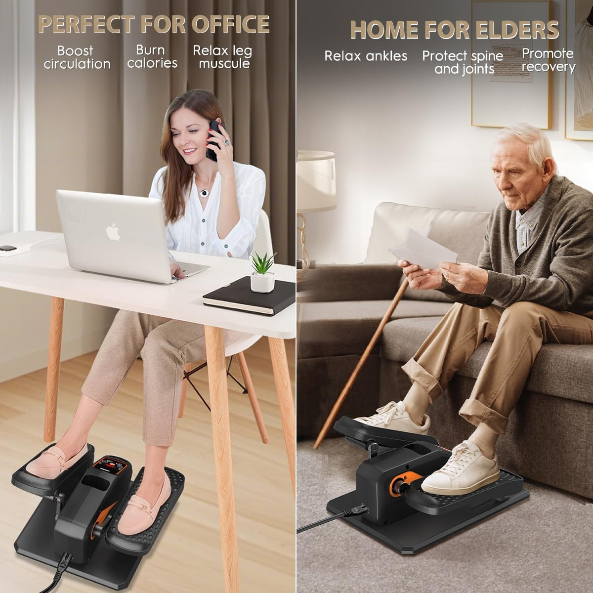 Under Desk Elliptical Machine, Electric Ellipse Leg Exerciser While Sitting for