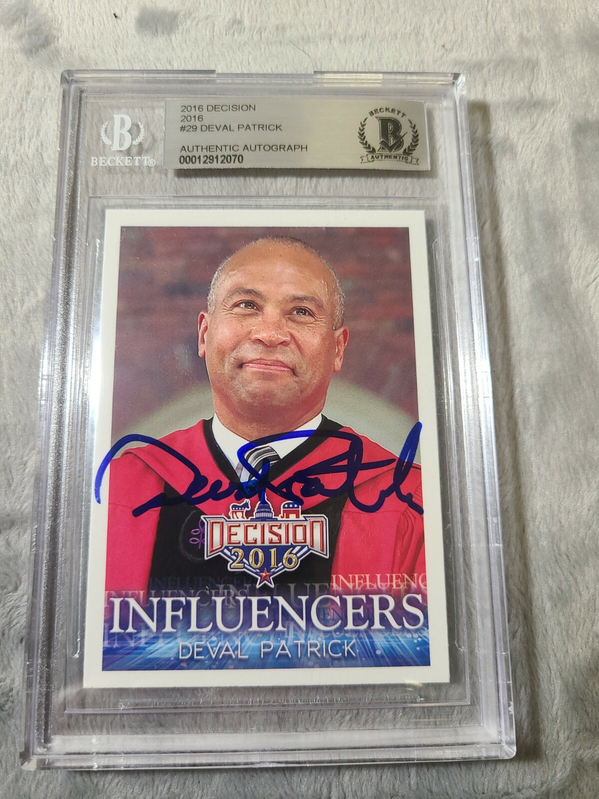 Deval Patrick Signed Decision Card #29 Beckett Certified