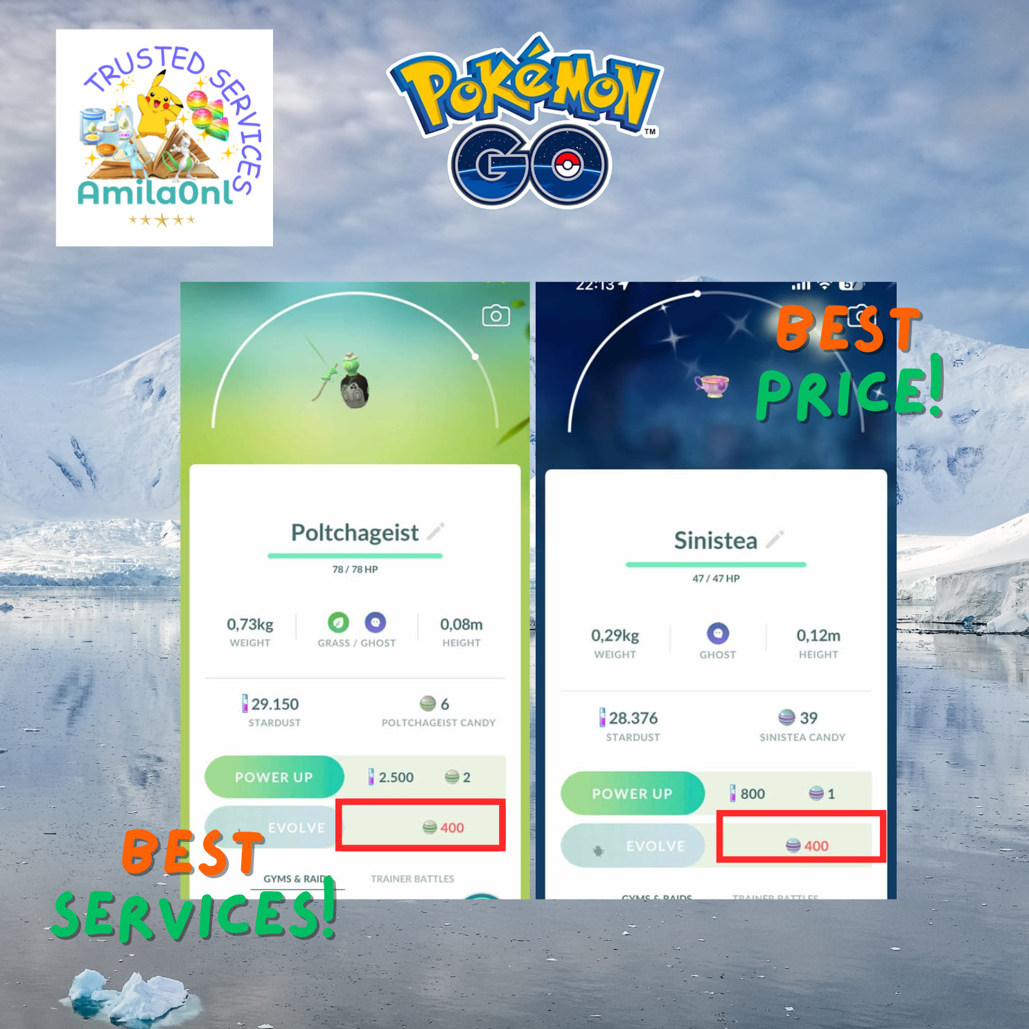 Pokémon Go✿Shiny Sinistea Antique Form ✿R Poltchageist Artisan Form-TRADE20k✿PTC
