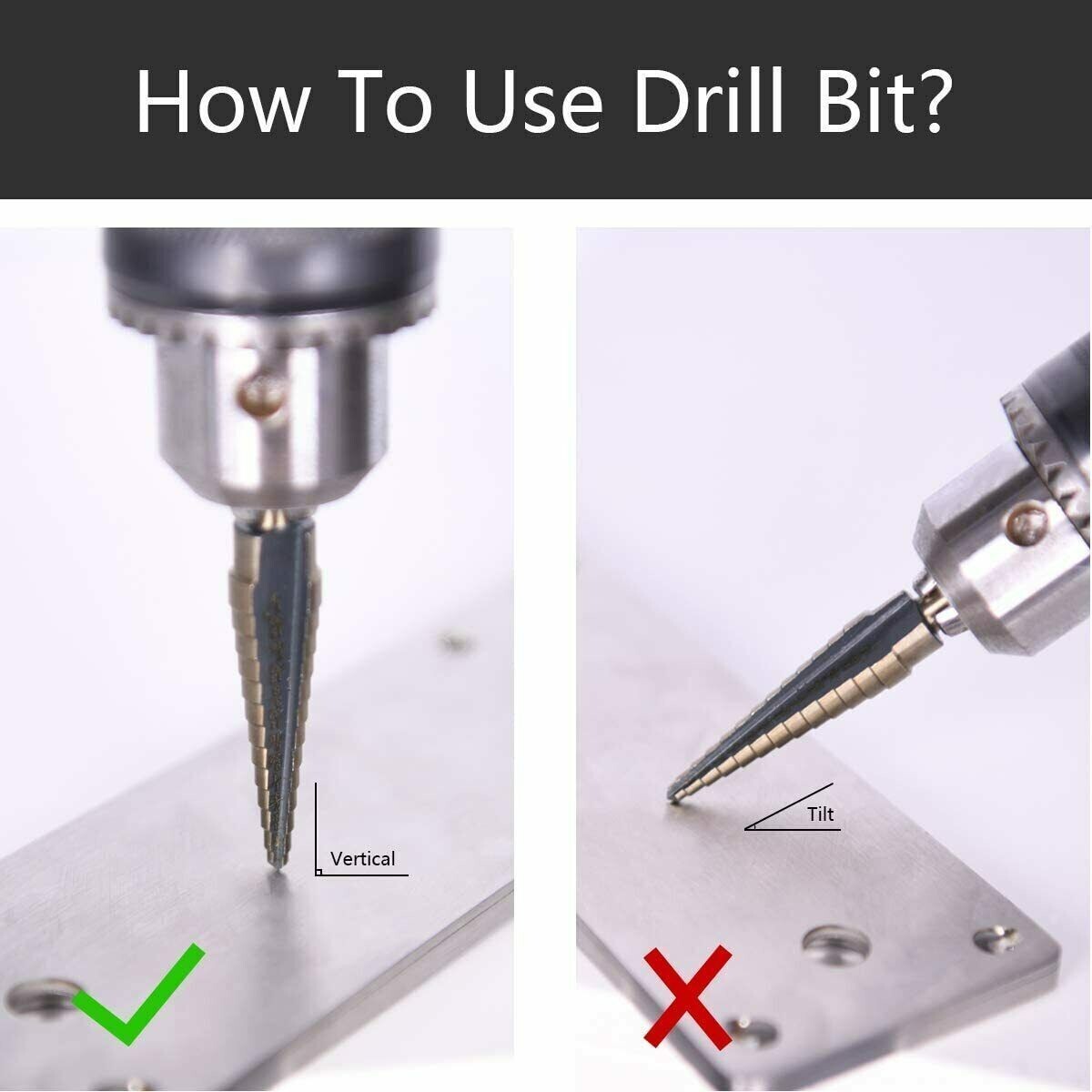 HSS 6PCS Titanium Step Drill Bit Set W Automatic Center Punch High Speed Steels
