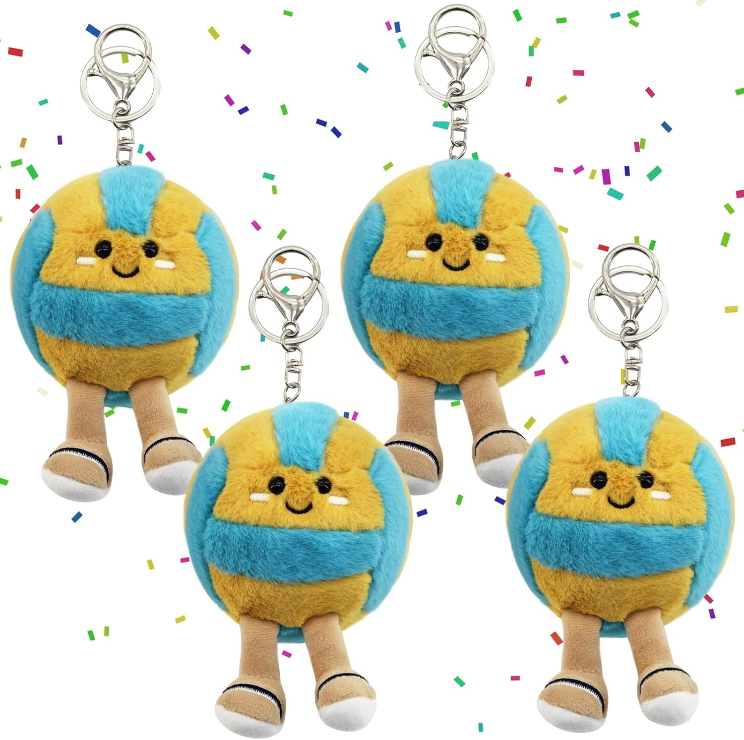 Soft Volleyball Plush Keychain Set - 4 Sports Gifts for Kids and Moms