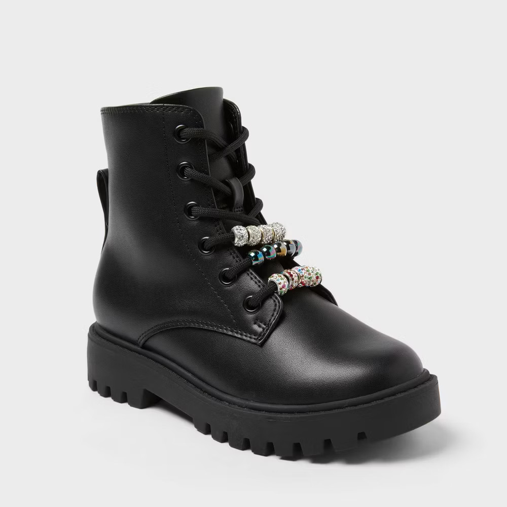 Kids' Bronx Lace-Up Combat Boots - art class Black 13: Zipper Closure,