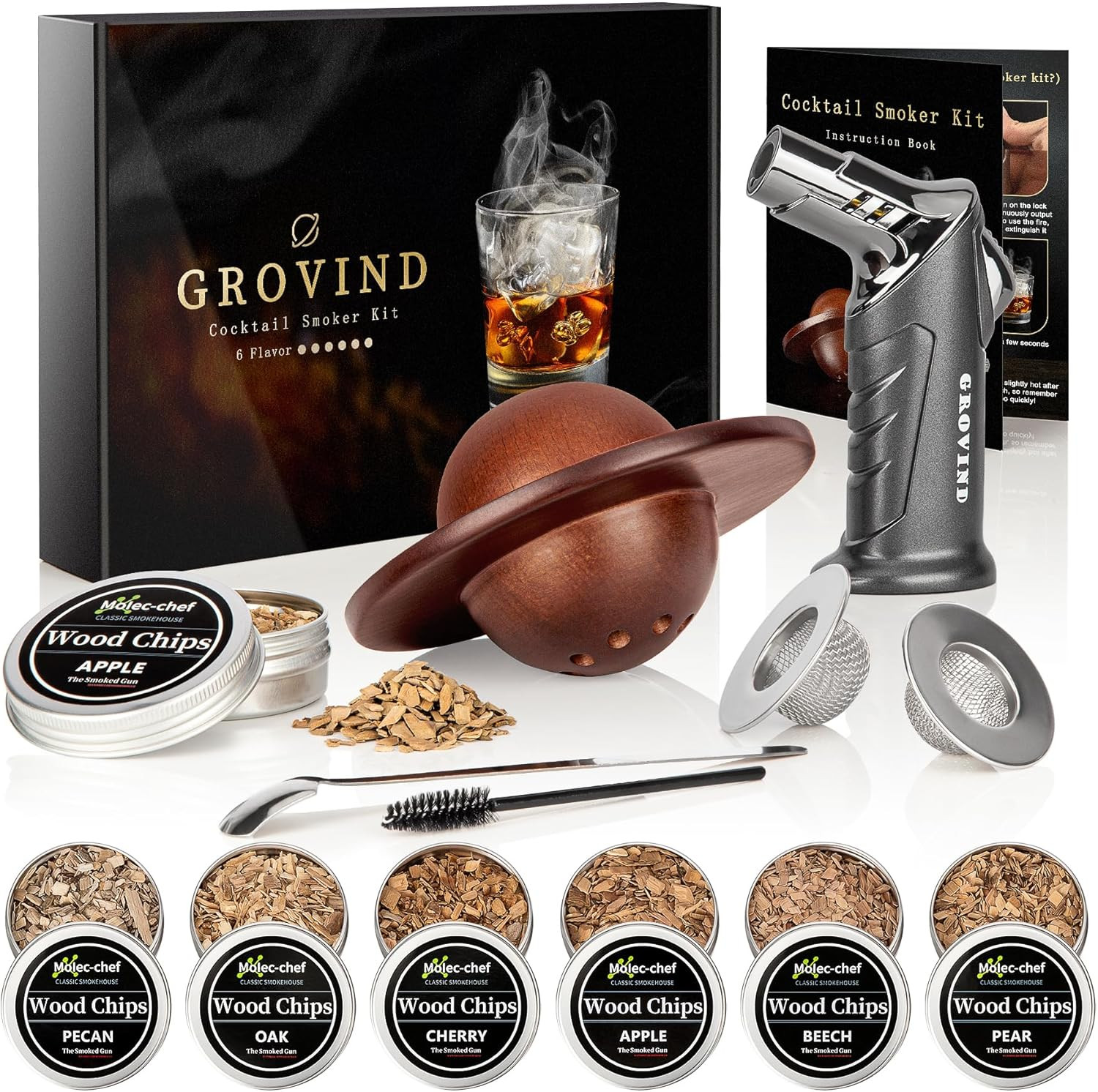 Whiskey Smoker Kit,Cocktail Smoker Kit with Torch,Bourbon Smoker Kit,Old Fashion