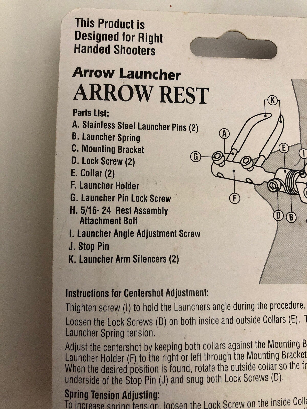 Allen Arrow Launcher Arrow Rest, Model #171 - Right hand