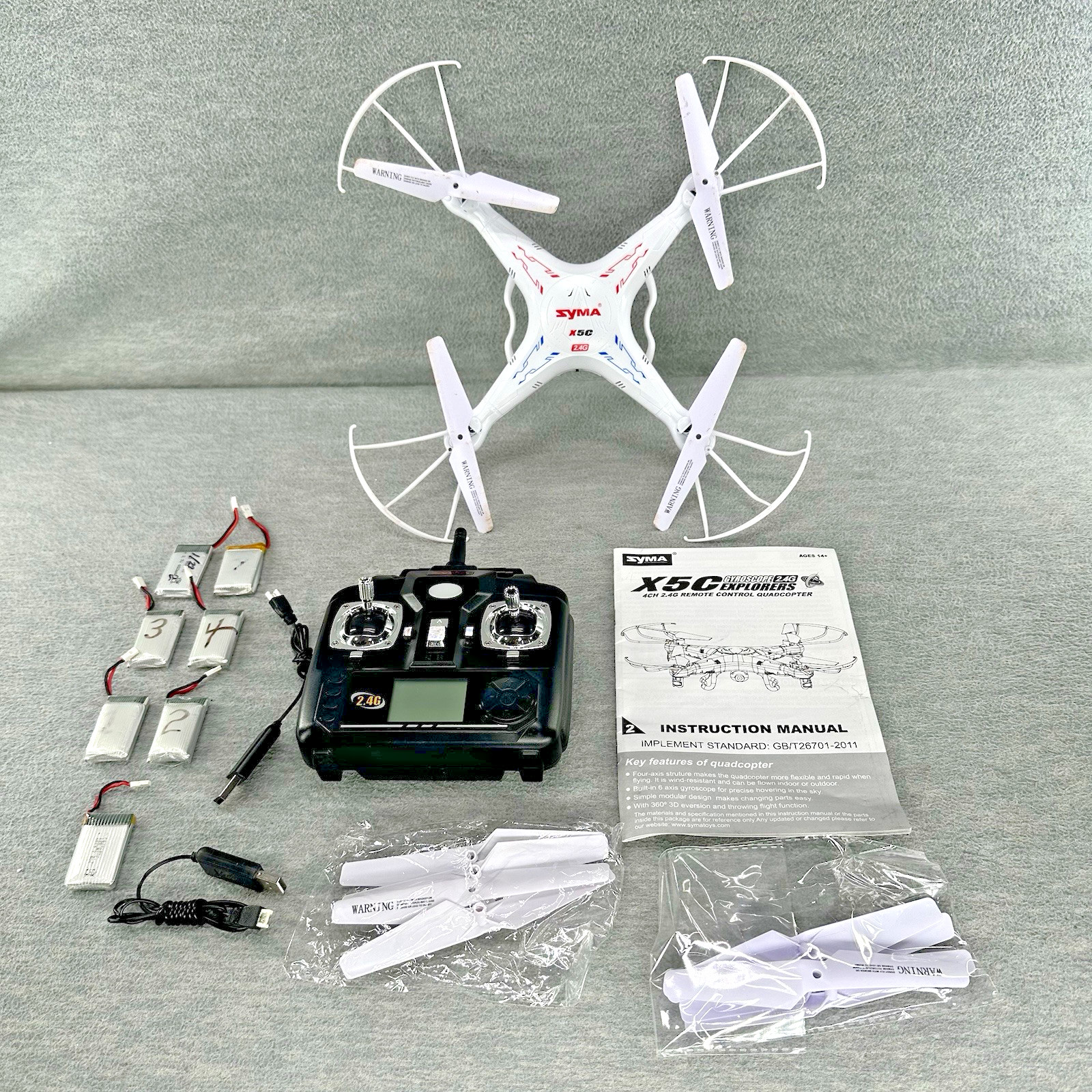 SYMA X5C Explorers - RC Quadcopter Drone 6-Axis HD Cam Xtra Batteries
