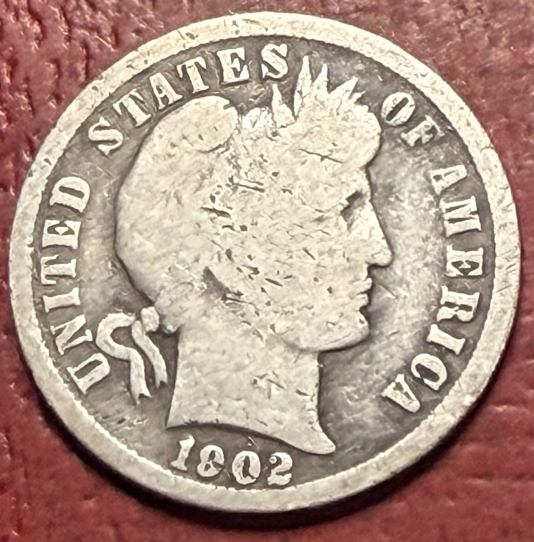 1902 Barber Dime. Free Shipping